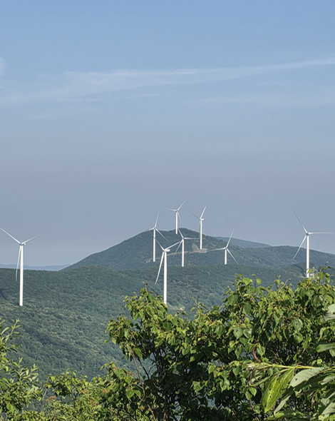 Wind Power Plant View from Mt. Hambaek in Korea