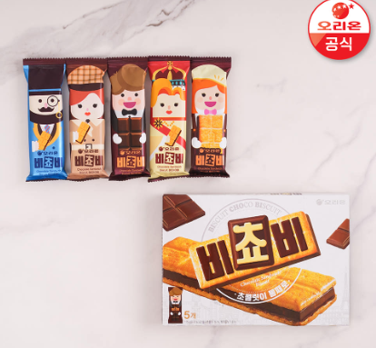 Korean snack Bichobi Original chocolate flavored wrapper image