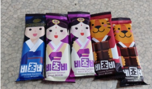 Korean snack Bichobi Original chocolate flavored wrapper image