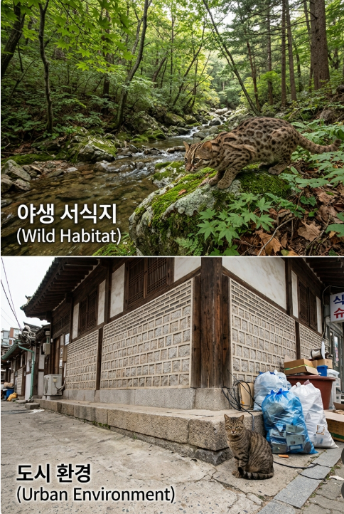 Comparison Image of Wild Cat and Wild Cat in Korea