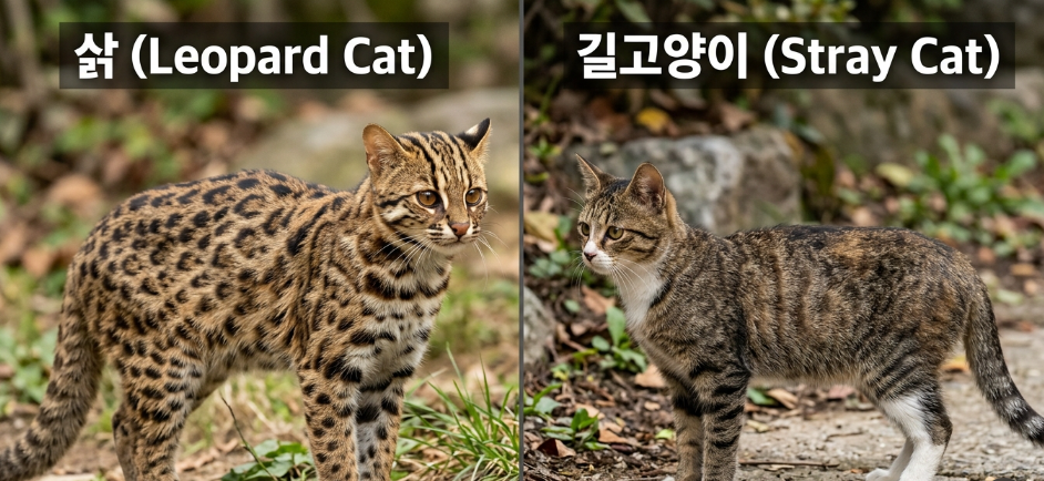 Comparison Image of Wild Cat and Wild Cat in Korea